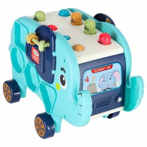 Słonik tablica manipulacyjna montessori wbijak sorter klocki młotek 26cm