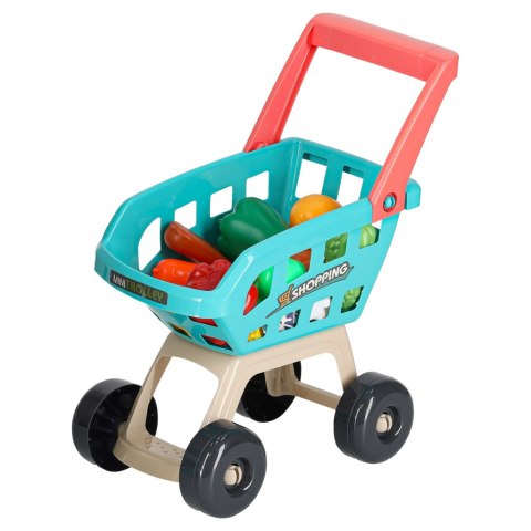 Sklep dla dzieci supermarket stragan wózek na zakupy akcesoria miętowy