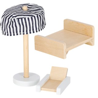 Domek dla lalek drewniany mebelki 78cm róż LED