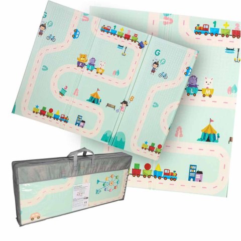 Mata edukacyjna piankowa dwustronna składana pandy ulica 180 x 200cm