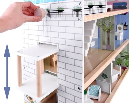 Drewniany domek dla lalek z basenem, windą i mebelkami Jokomisiada ZA4835