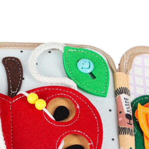 Książeczka sensoryczna edukacyjna filcowa 3D manipulacyjna ruchome elementy żyrafa