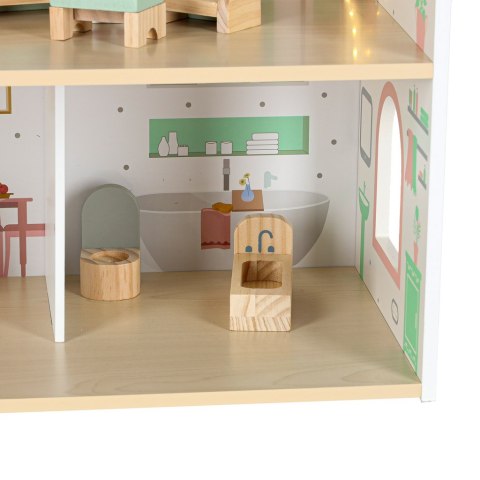 Domek dla lalek drewniany LULILO Peonio 70cm LED róż