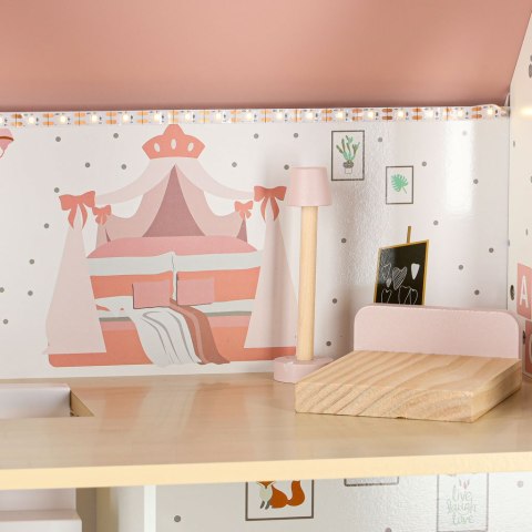 Domek dla lalek drewniany LULILO Peonio 70cm LED róż