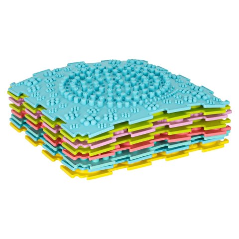 Mata sensoryczna puzzle montessori do masażu stóp 8 elementów pastelowe