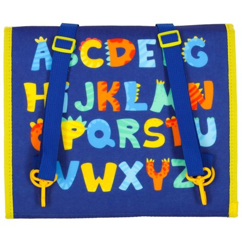 Tablica manipulacyjna sensoryczna montessori walizka plecak niebieski