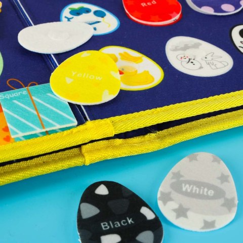 Tablica manipulacyjna sensoryczna montessori walizka plecak niebieski
